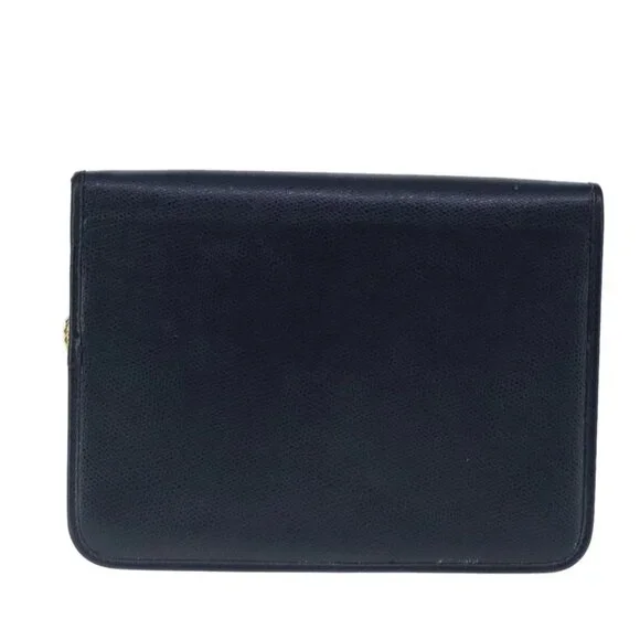 Christian Dior Chain Shoulder Bag Leather Navy Gold Auth yk16101 - Picture 3 of 16